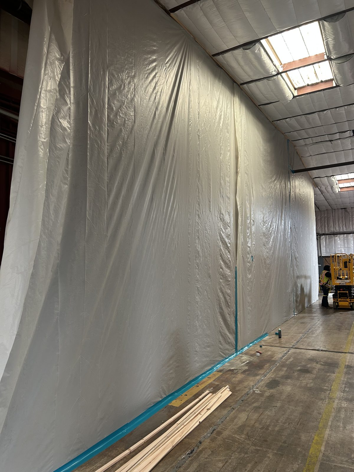 Poly containment sealed the length of the work area