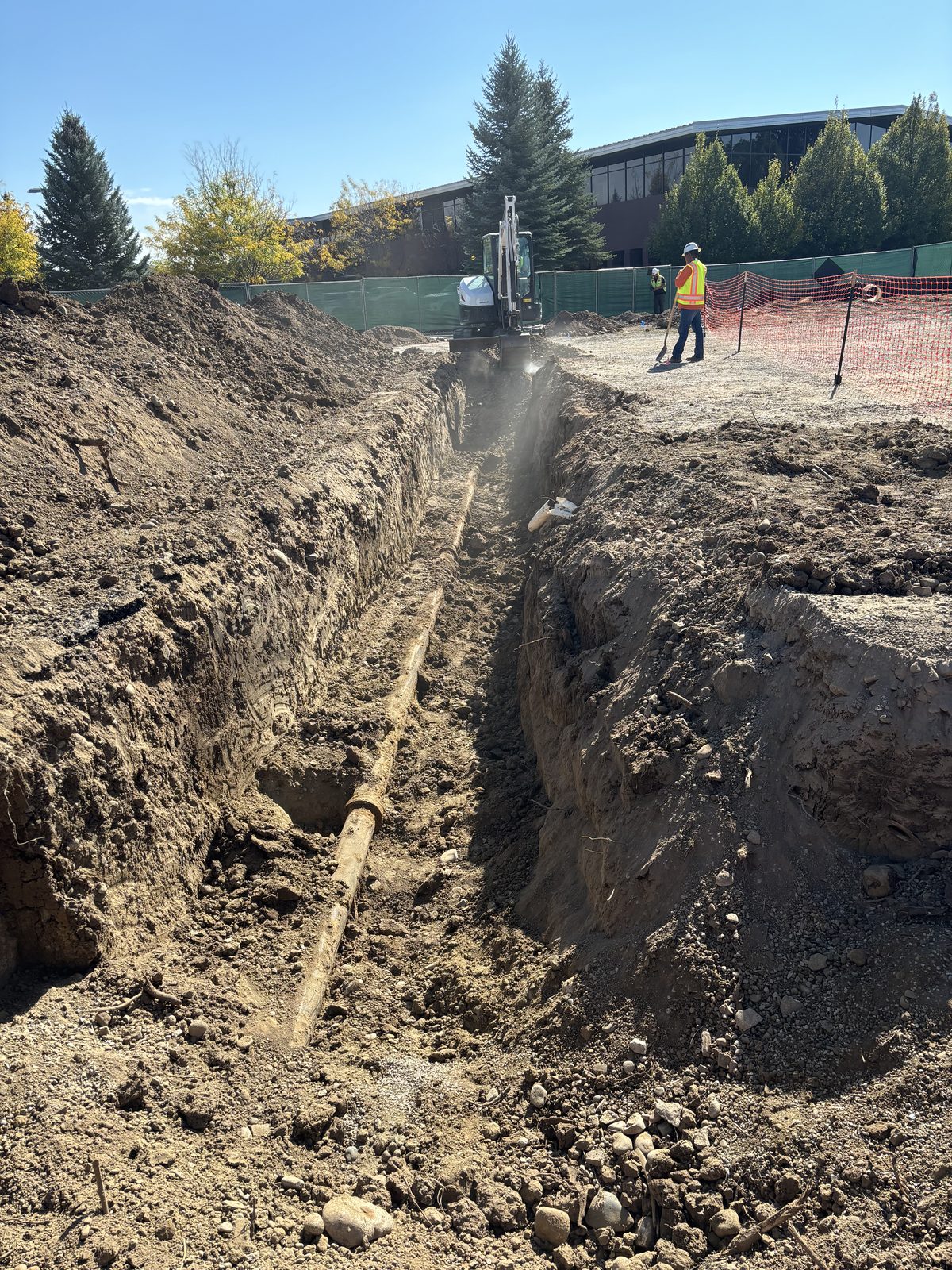 Trenching alongside an occupied building