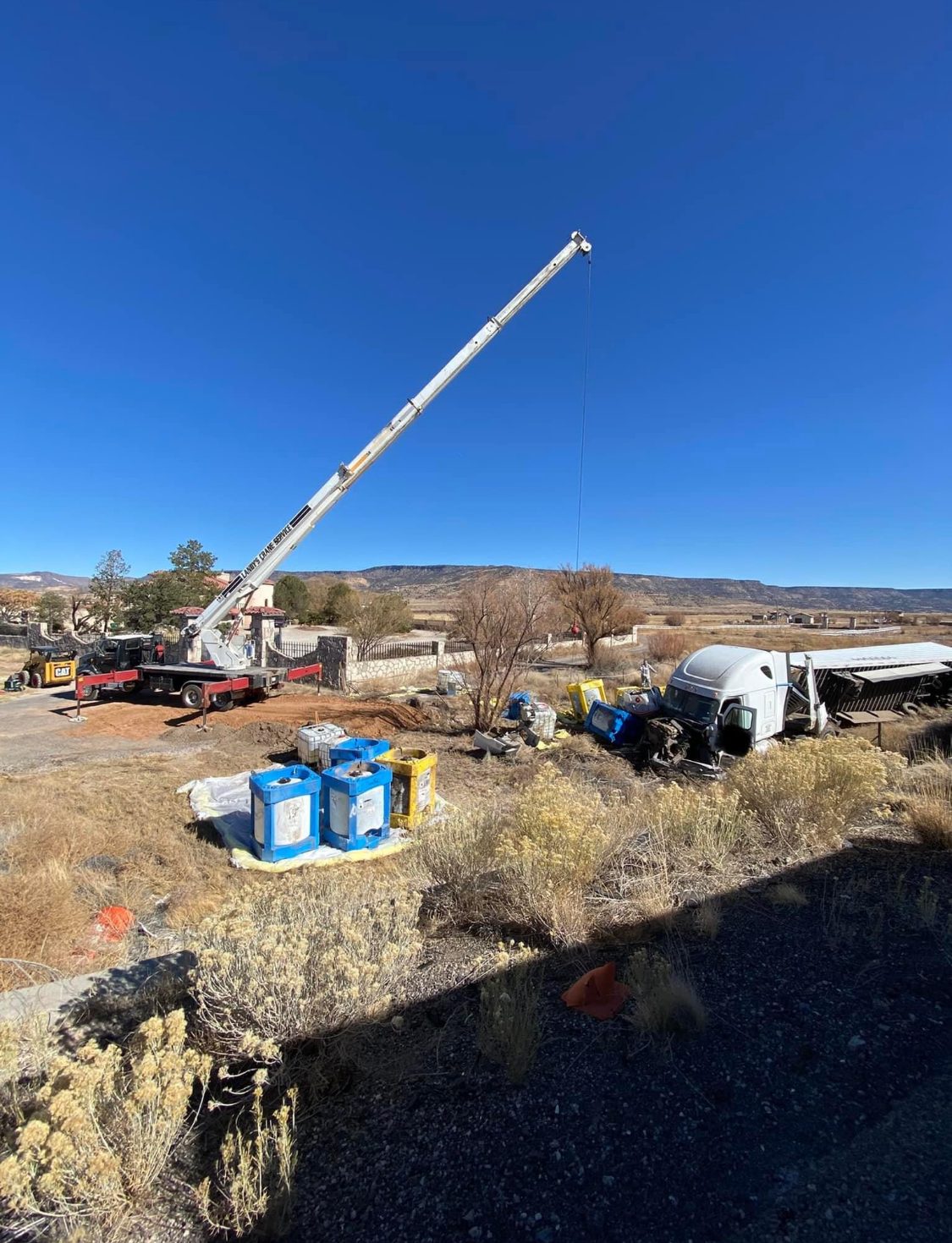 Crane recovery and product transfer at a rollover