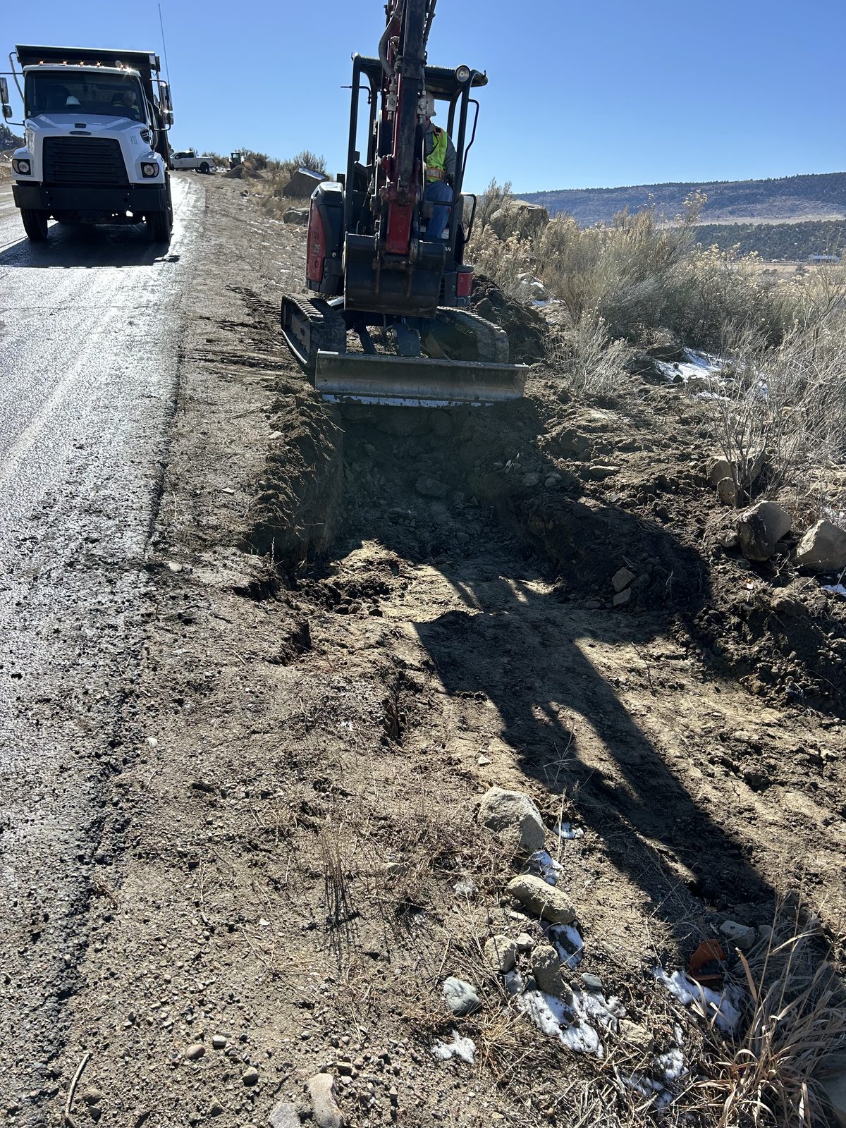 Impacted soil excavated from a road shoulder